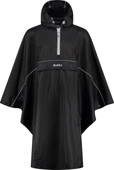 Poncho de pluie Ralka imperméable réfléchissant - noir - adultes