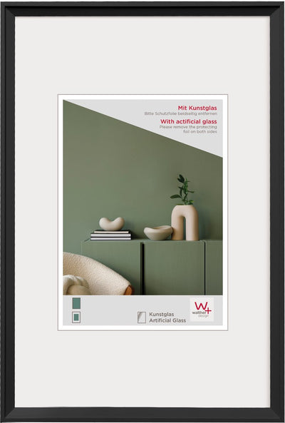 Walther Desir - cadre en plastique - format photo 40x60 cm - verre d'art - noir