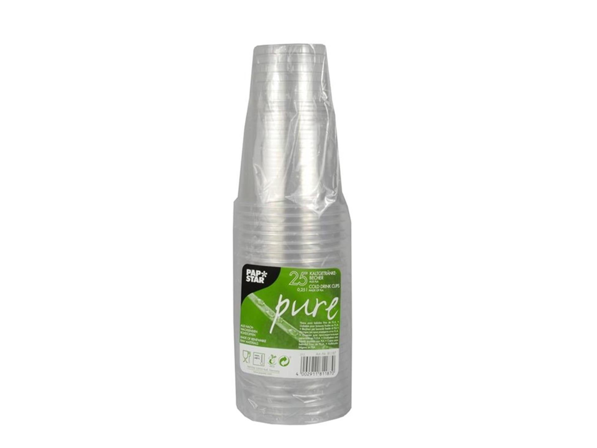 Papstar 25 gobelets pla pure 250ml limpide