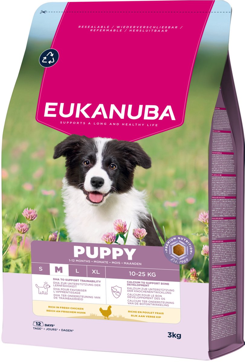 Eukanuba chiot race moyenne poulet - nourriture pour chien - 3 kg