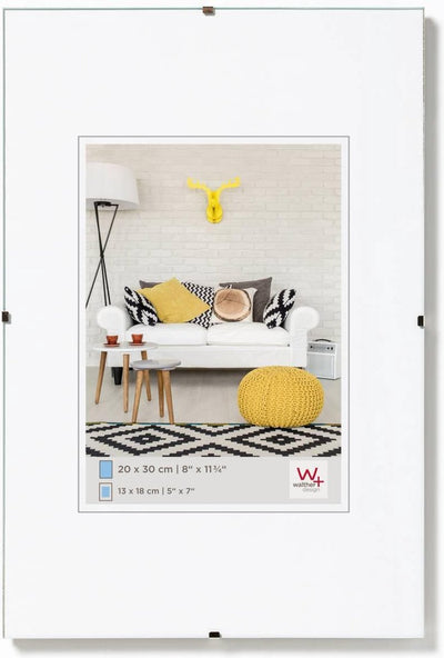 Porte-tableau photo sans cadre Walther (cadre à clip) - taille du cadre 42x60 cm - verre transparent