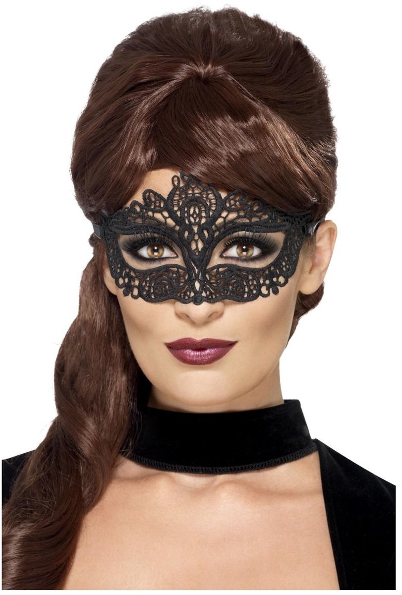 Masque pour les yeux en dentelle Smiffys - masque noir pour le carnaval d'Halloween