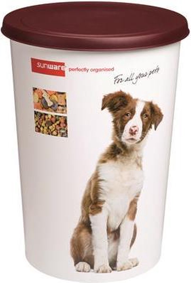 Sunware - fût de nourriture pour animaux twinga 45l blanc bordeaux - 37,5x37,5x52 cm