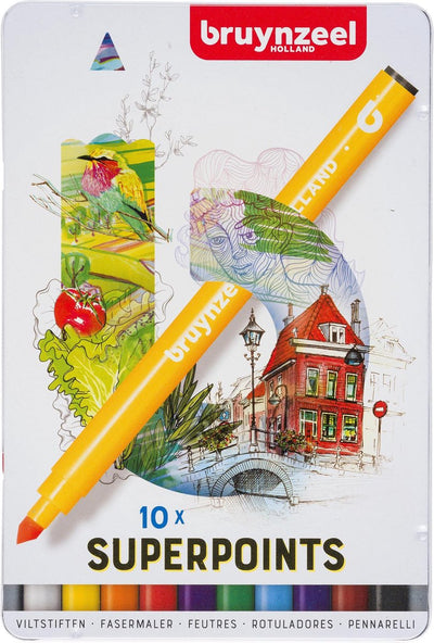 Bruynzeel Super Point Felt -Tip Penns Set 10