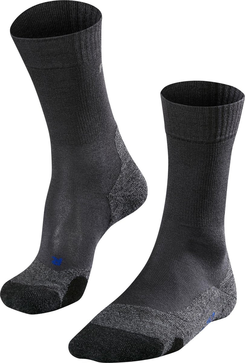 Falke tk2 cool anti-ampoules épais matériau fonctionnel lyocell chaussettes de marche hommes gris - taille 42-43
