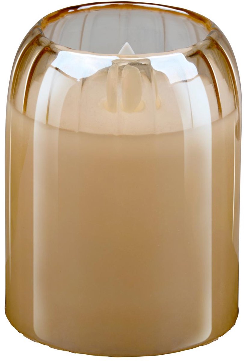 Bougie LED Arti Casa en pot - flamme mobile - minuterie 6 heures - 7,5 x 10 cm - beige