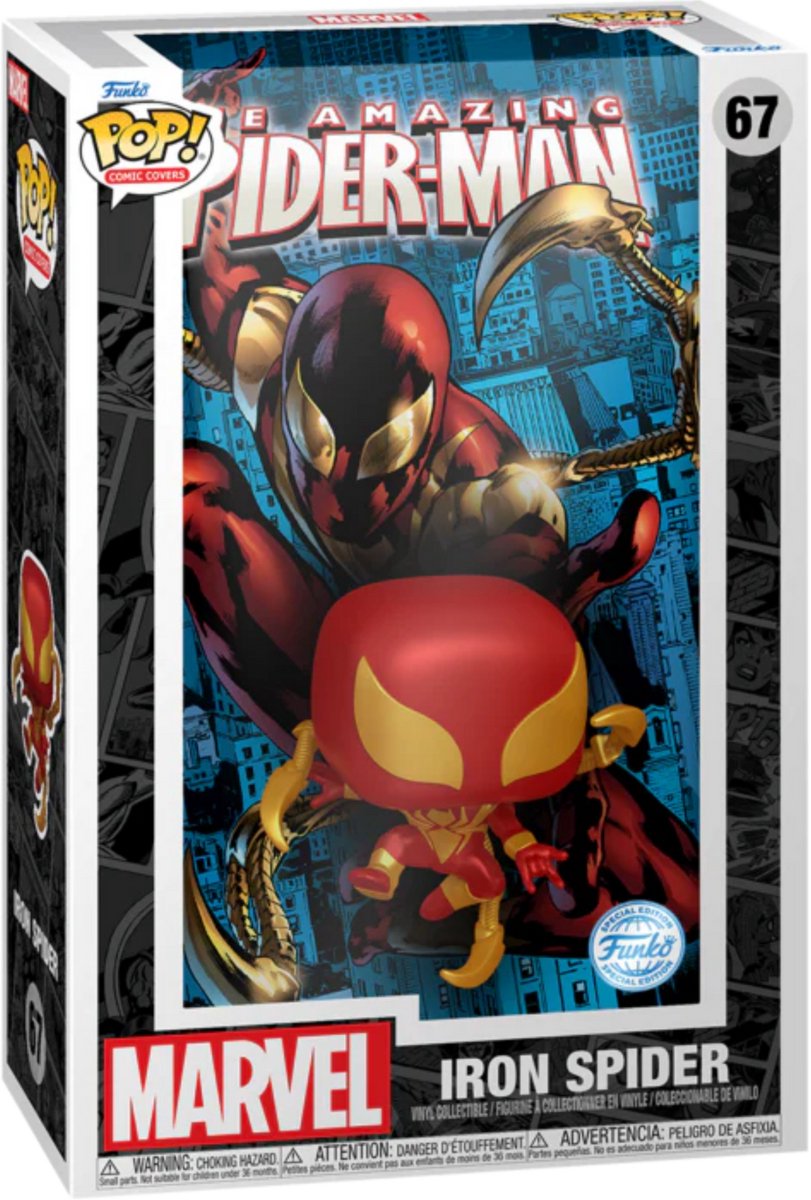 Funko-pop ! couverture de la bande dessinée Marvel : l'incroyable Spider-Man 67 Iron Spider exclusif