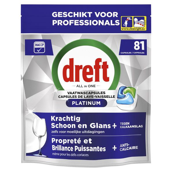 Dreft détergent pour lave-vaisselle professionnel platine régulier 81 comprimés (300x 95x 240)