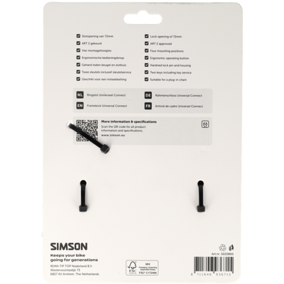 Simson frame lock insert de connexion universel 72mm art**