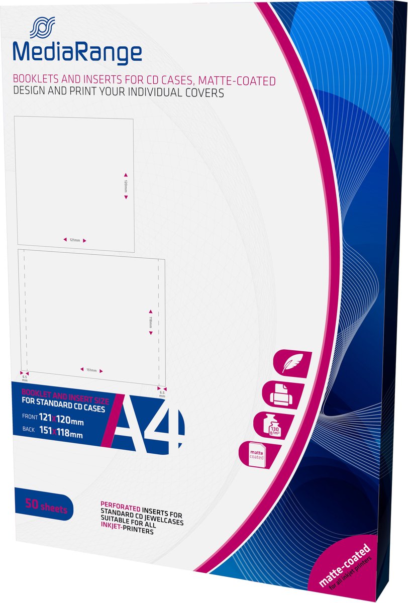 Mediarange CD écrin livret + inlay blanc 50 pièces