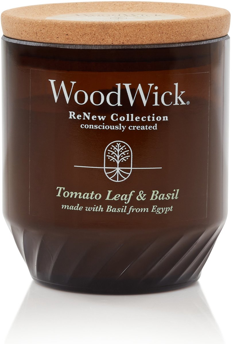 Woodwick renouveler grande bougie parfumée - feuille de tomate basilic - 75 heures de combustion