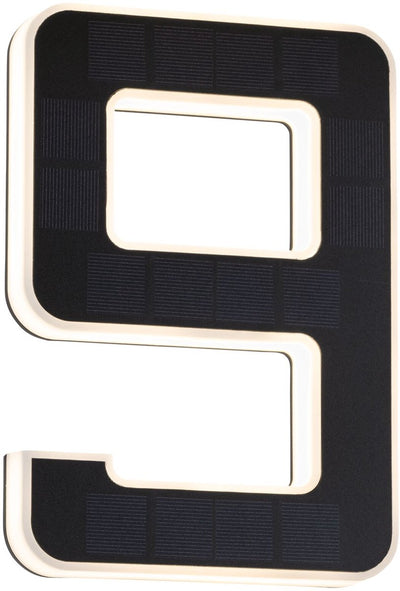 Éclairage solaire de numéro de maison à LED Paulmann avec plaque d'immatriculation. batterie remplaçable numéro 9 ip44 3000k 6lm noir