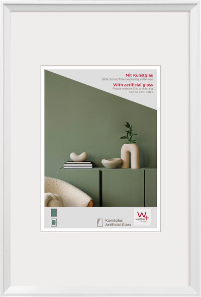 Walther Desir - cadre en plastique - format photo 40x50 cm - verre d'art - blanc