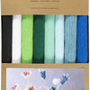 Papier crépon Creativ company, feuille 25x60 cm, taux de crêpe : 180%, 105 gr, harmonie bleu vert, 8 feuilles 1 boîte