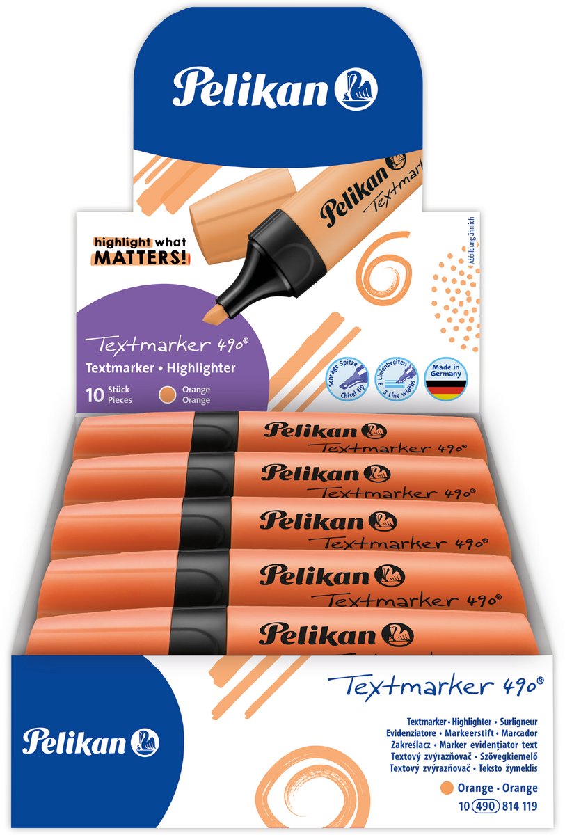 Pelikan marqueur de texte 490 - surligneur - orange - 10 pièces