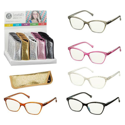 Lunettes de lecture Cepewa dans un étui à paillettes