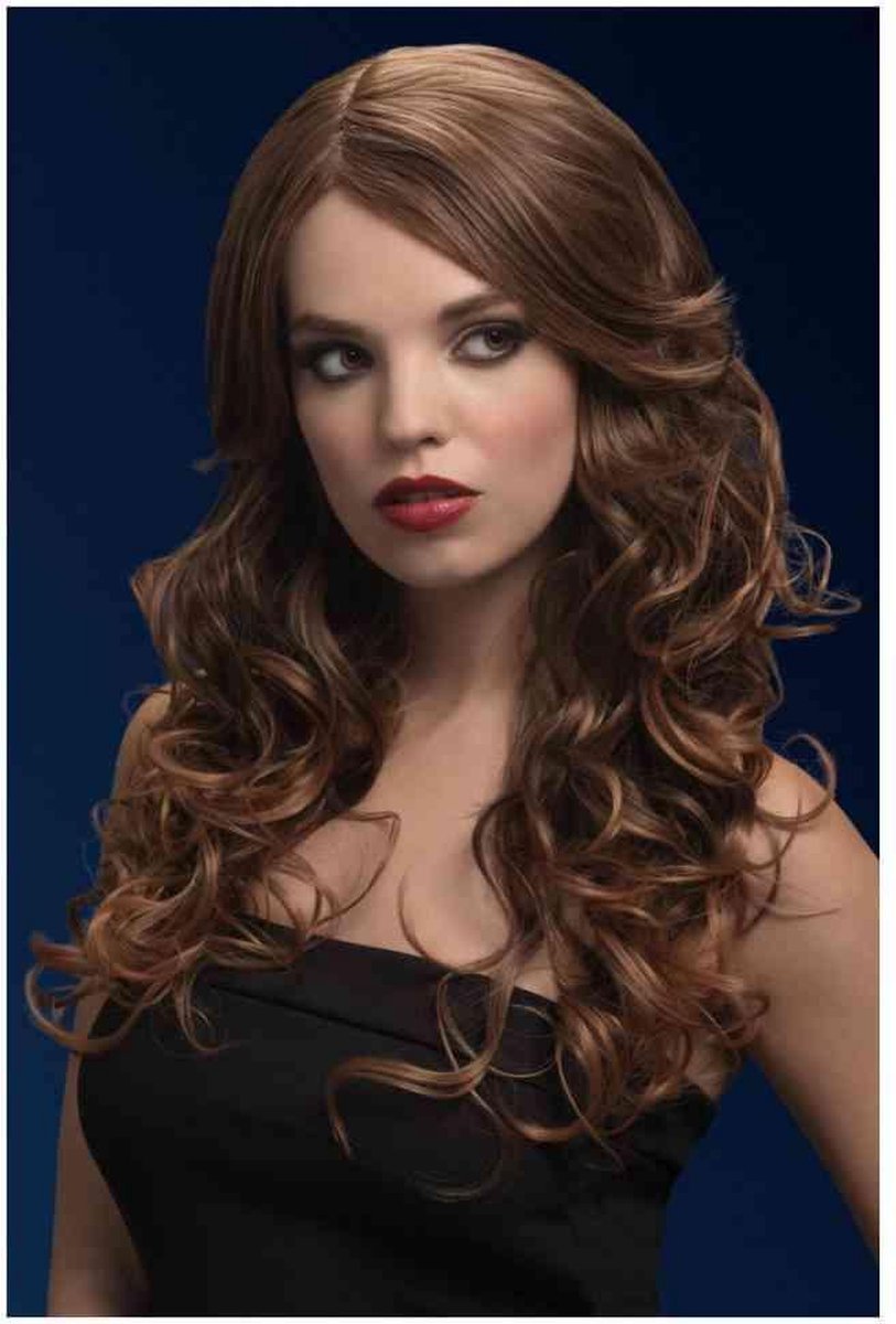 Perruque d'habillage Fever Smiffys - marron clair - cheveux longs - Nicole - femme - perruque femme