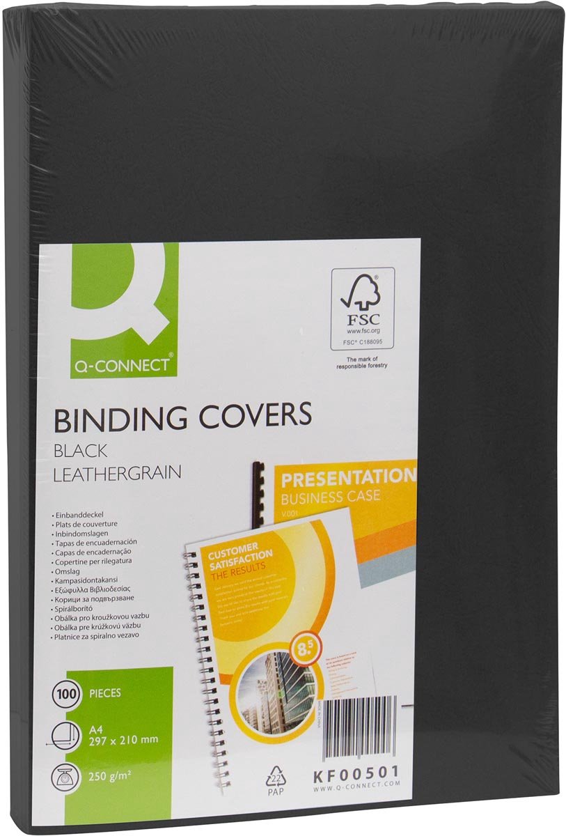 Q-connect feuille de couverture a4 cuir 250 grammes 1 pièce noir