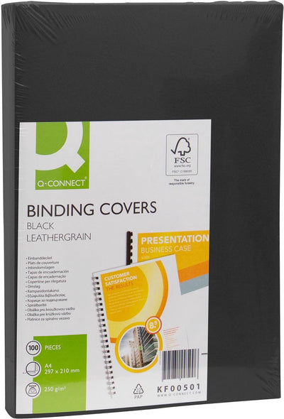 Q-connect feuille de couverture a4 cuir 250 grammes 1 pièce noir
