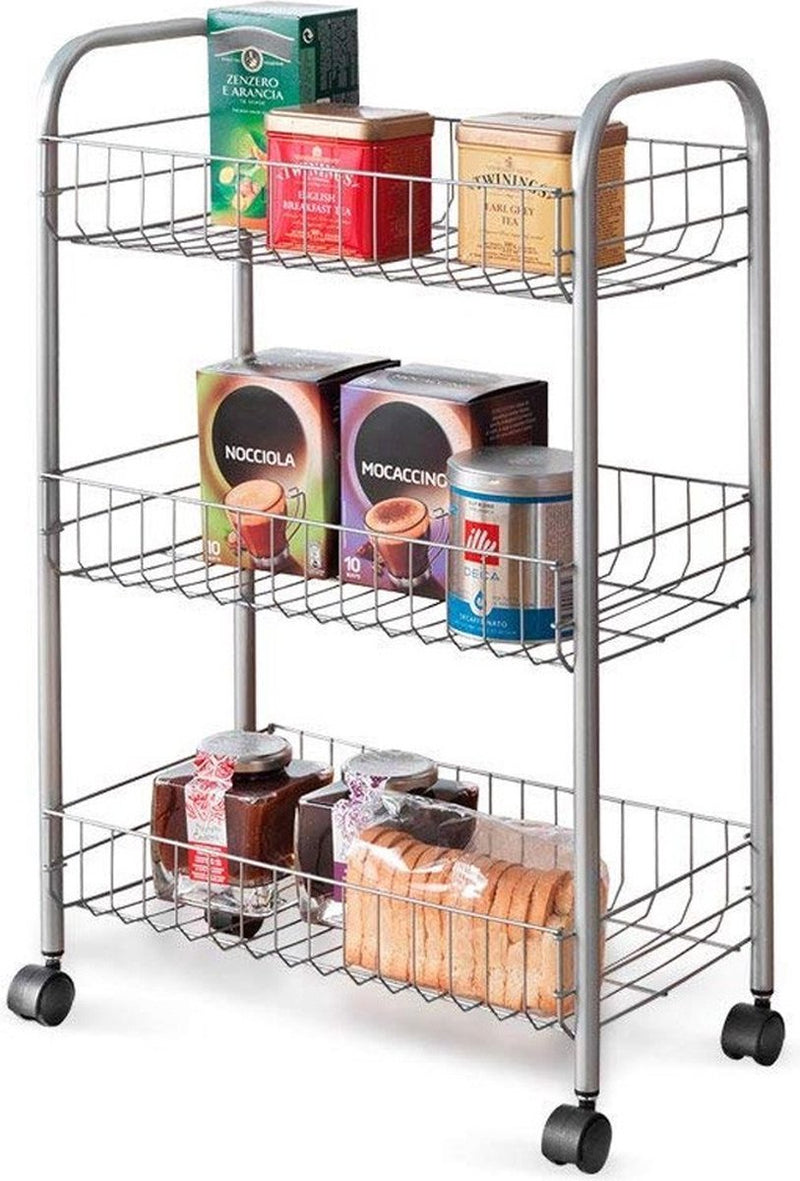 Tomado-Metaltex Tomado Metaltex Kitchen Rangement de salle de bain Trolley Lugano 41x23x63 cm roues