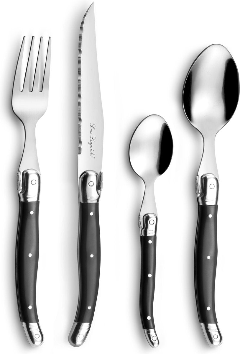 Lou laguiole - tradition - ménagère 24 pièces - 6 personnes - anthracite