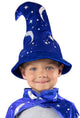 Petites aventures - chapeau de sorcier bleu royal - chapeau doux avec étoiles et lunes