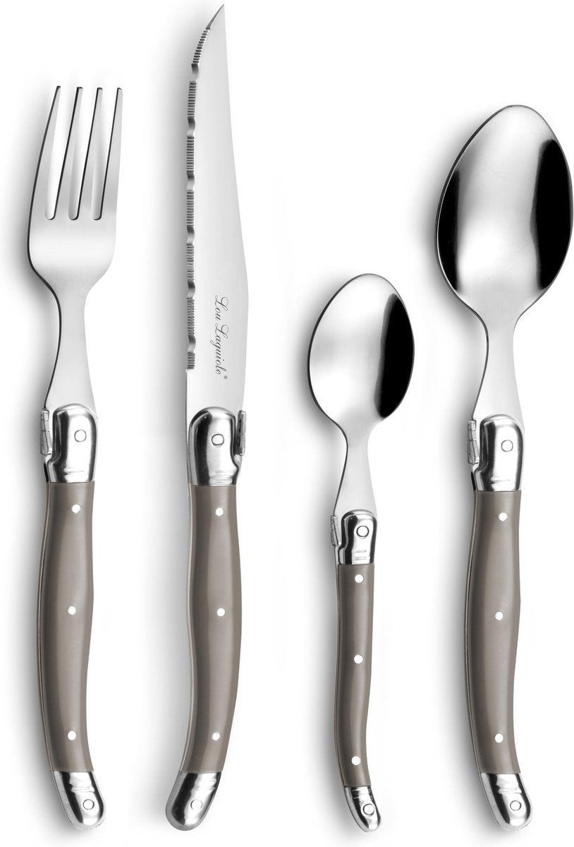 Lou laguiole - Ménagère 24 pièces taupe - 6 personnes