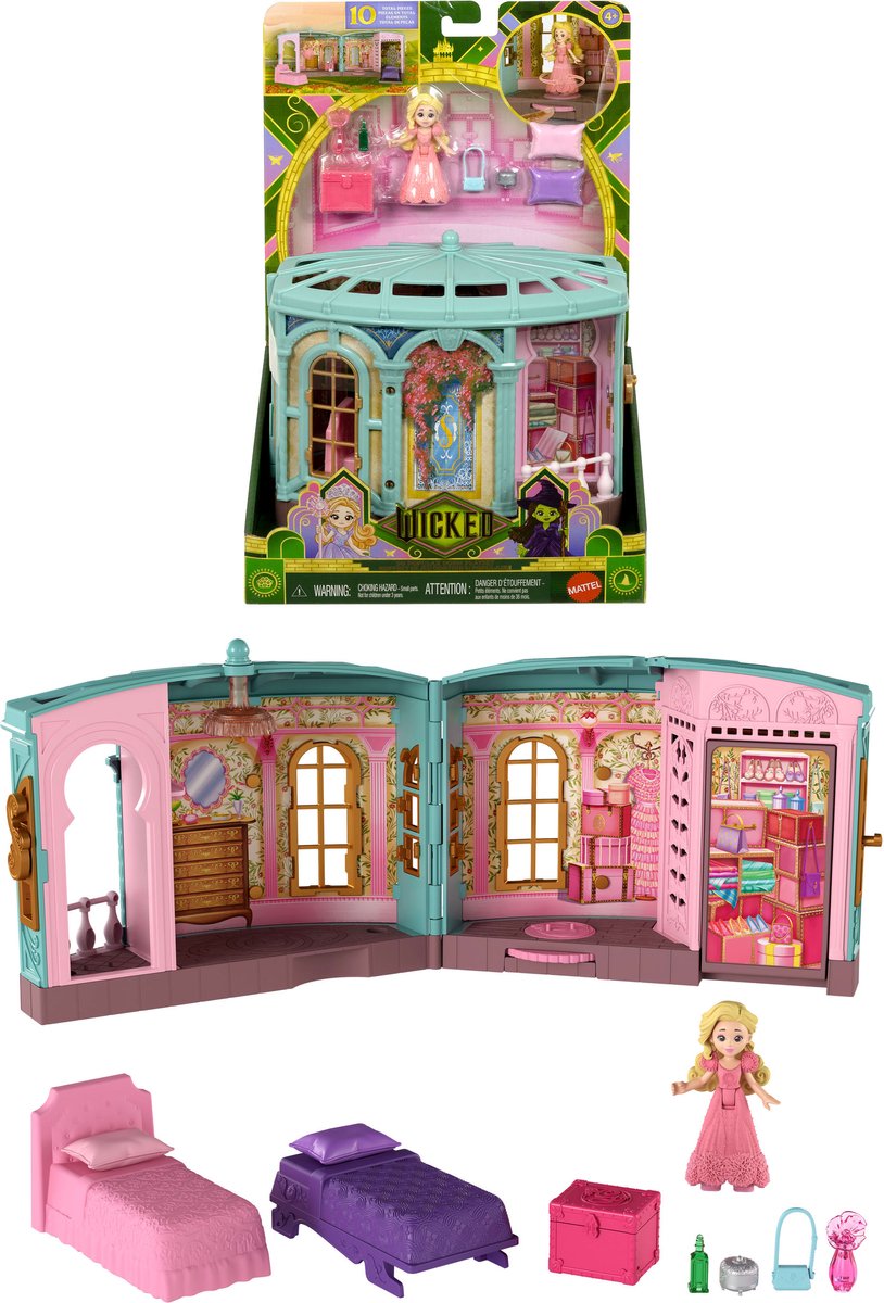 Dortoir populaire méchant - ensemble de jeu avec petite poupée - 3 aires de jeux