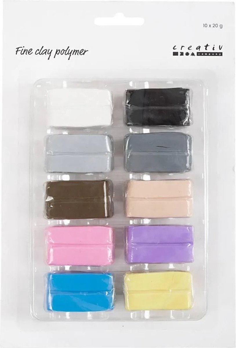 Creativ Company Fine Polymer Clay Pastel Couleurs, 10x20 grammes