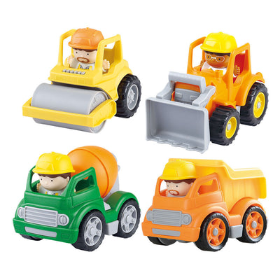 Jouez des mini véhicules de construction avec des figures de jeu, 8dlg.