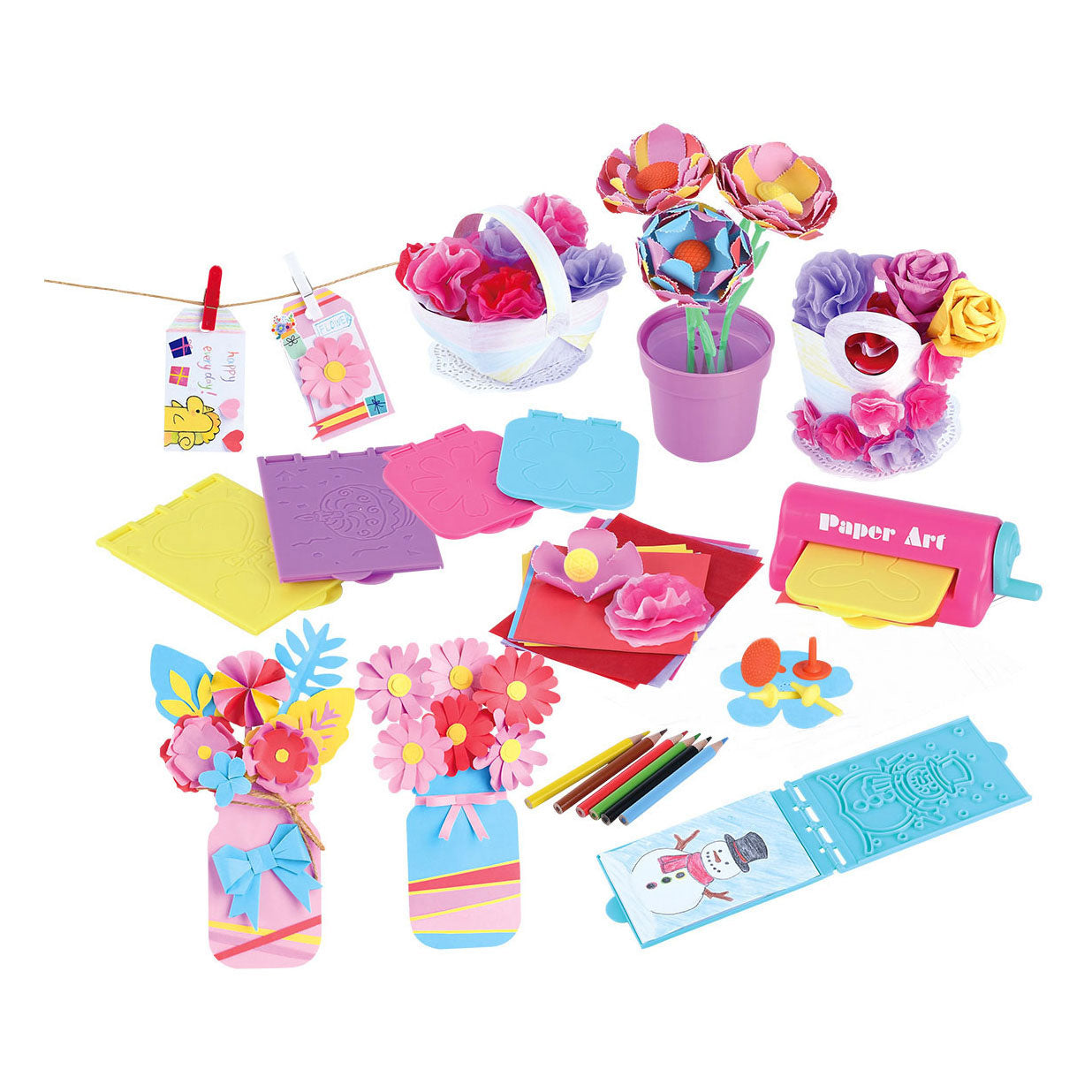 Les fleurs en papier de jeu font un ensemble d'artisanat, 79dlg.