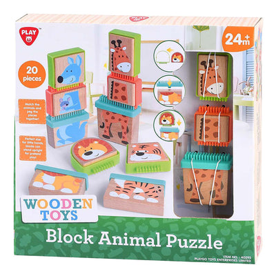 Jouez aux animaux de puzzle en bois en bois, 20dlg.