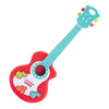 Jouer de la guitare avec des notes de musique rouge