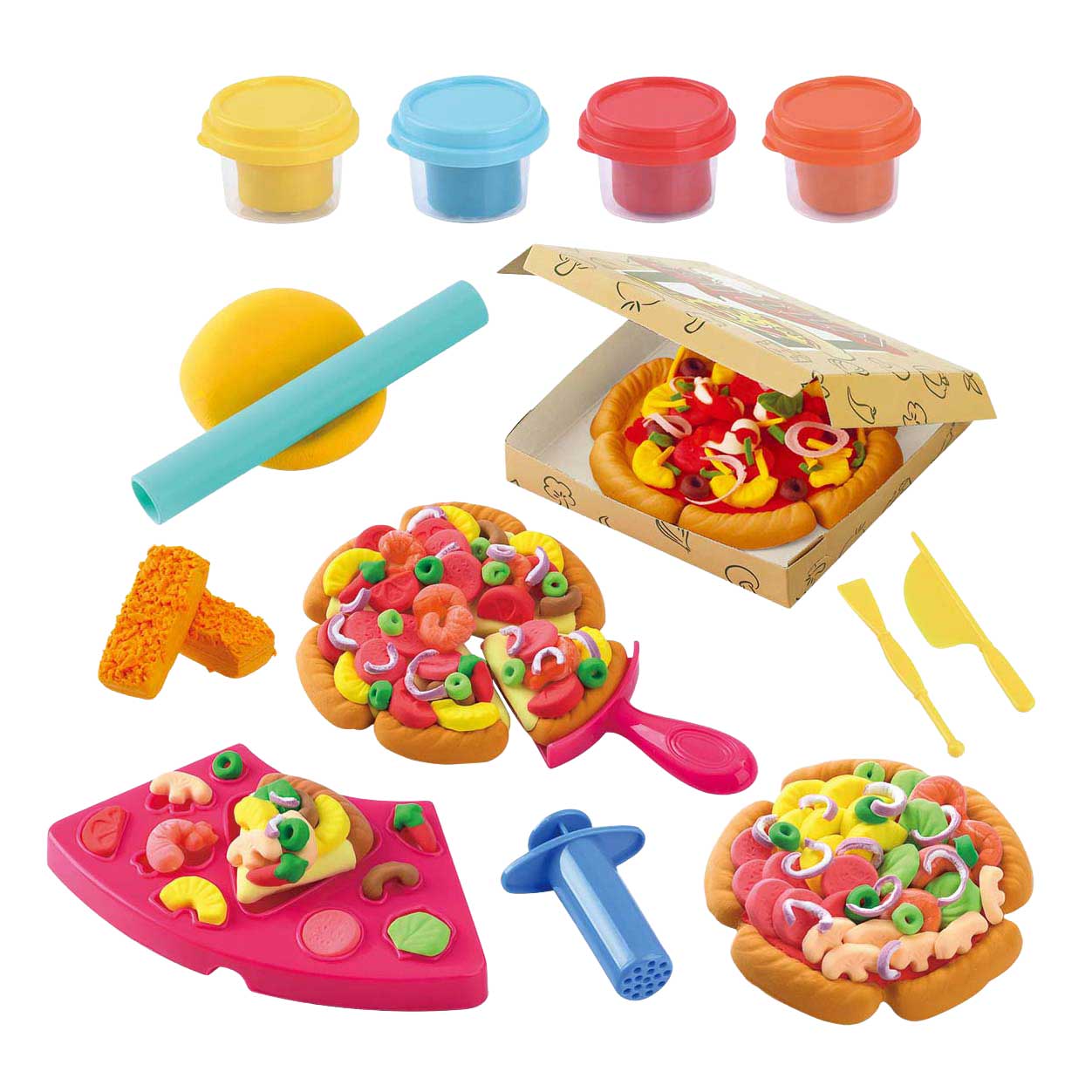 Set de pâte à pizza Playgo - 4 pots en argile
