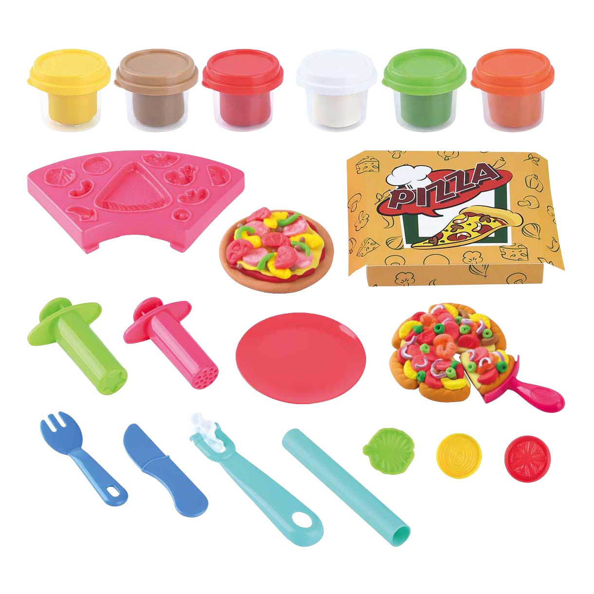 Set de pâte à pizza Playgo - 6 pots en argile
