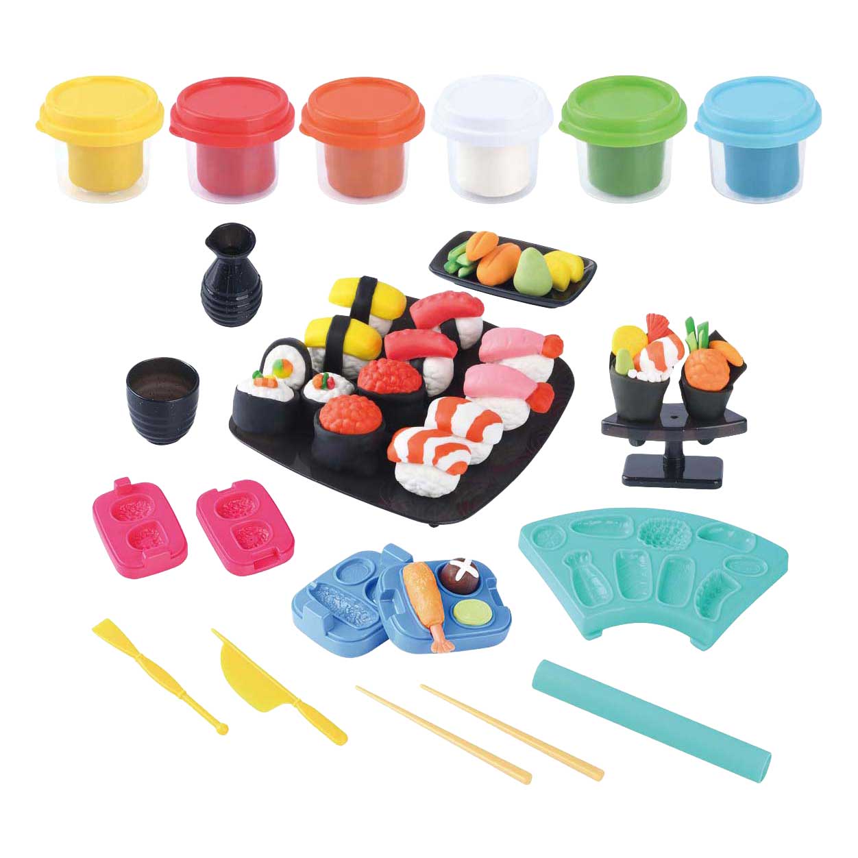 Set d'argile à sushi Playgo - 6 pots en argile