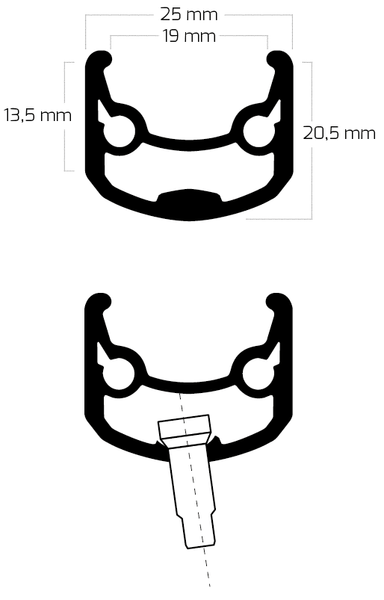 Ryde Rim Andra 30 26" / 559 x 19C aluminium 36 trous 14G fond noir