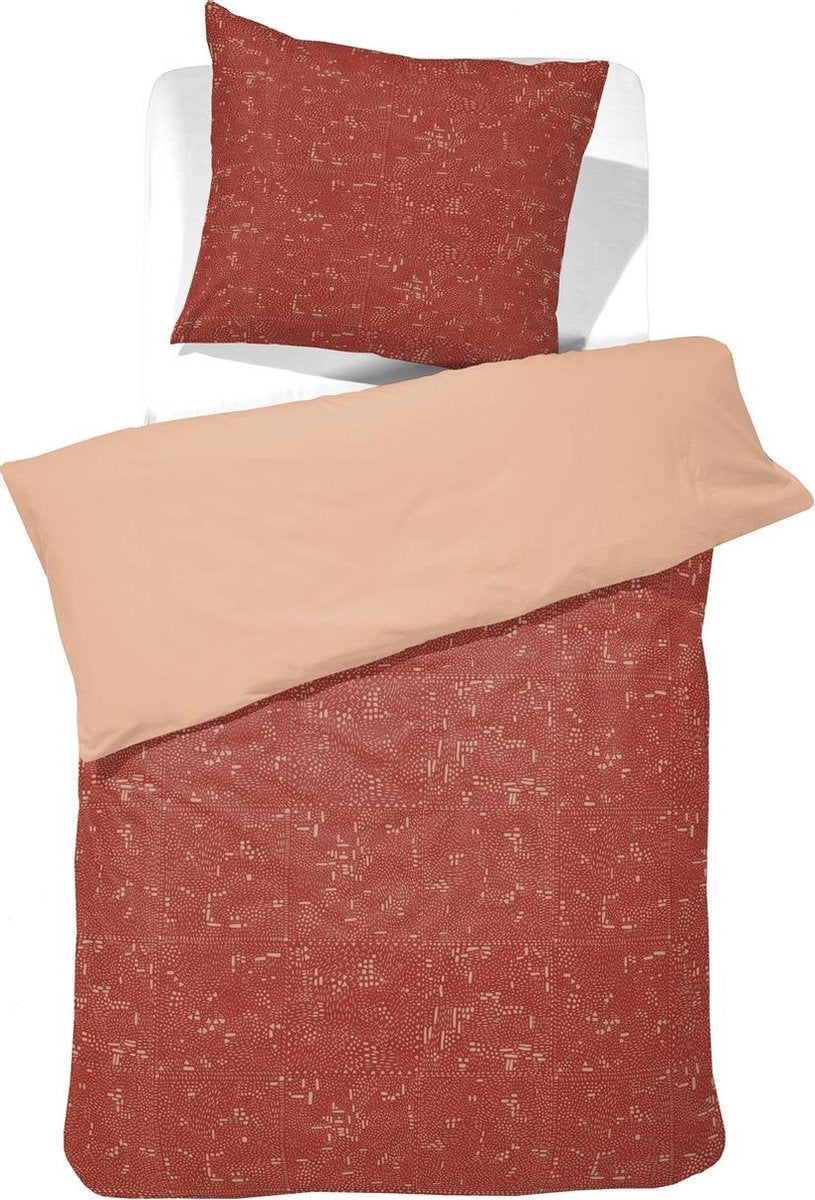 Damai - parure housse de couette - coton bio - 140x200 220 cm - rouge + 1 taie d'oreiller 60x70