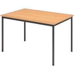 Table de réunion bureau dépôt métal aggloméré 120x80x72cm hêtre noir