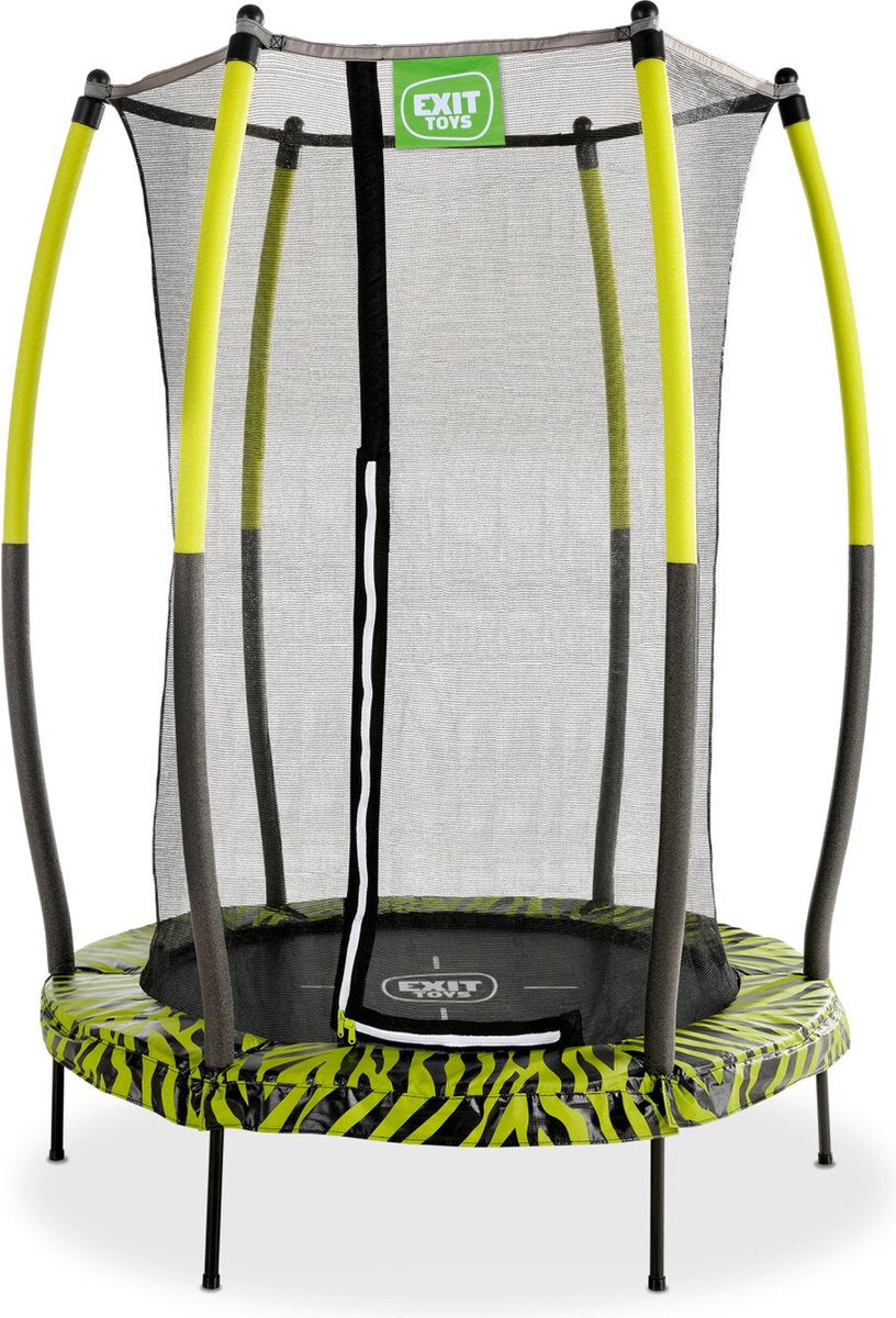 Exit toys exit trampoline tiggy ø140cm - avec filet de sécurité - rond - trampoline enfant - noir vert