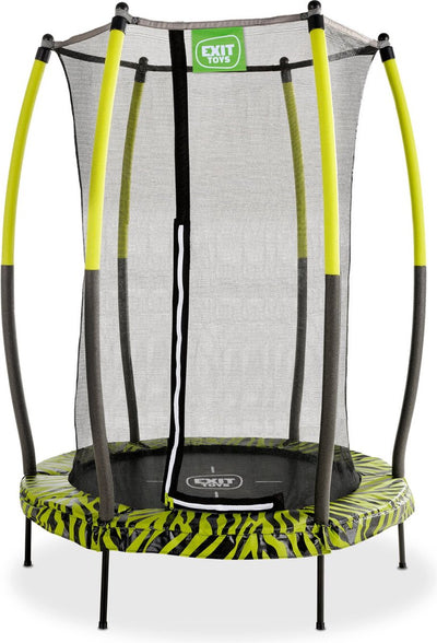 Exit toys exit trampoline tiggy ø140cm - avec filet de sécurité - rond - trampoline enfant - noir vert