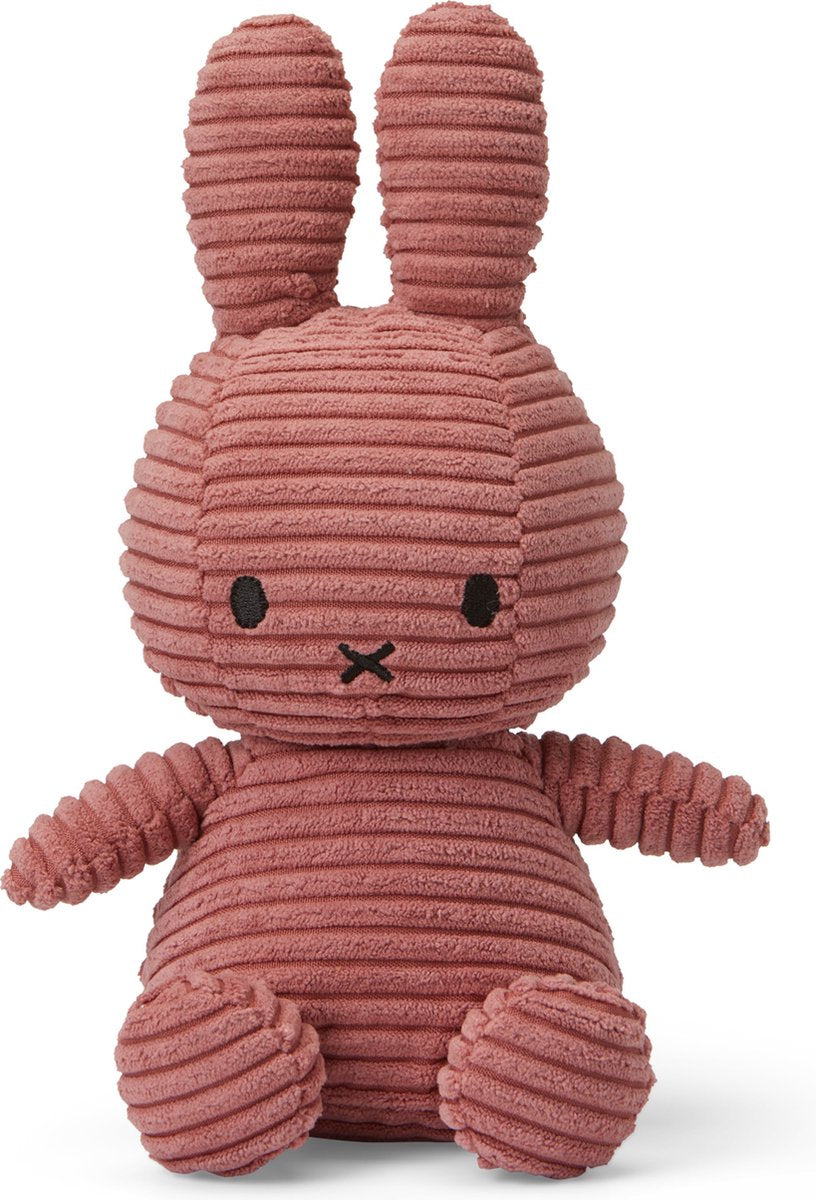 Bon ton toys Miffy - velours côtelé écologique vieux rose 23 cm - 9''