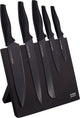 Bloc à couteaux magnétique noir design Altom avec 5 couteaux noirs - poignées ergonomiques - beau design - moderne et élégant - avec 5 couteaux noirs