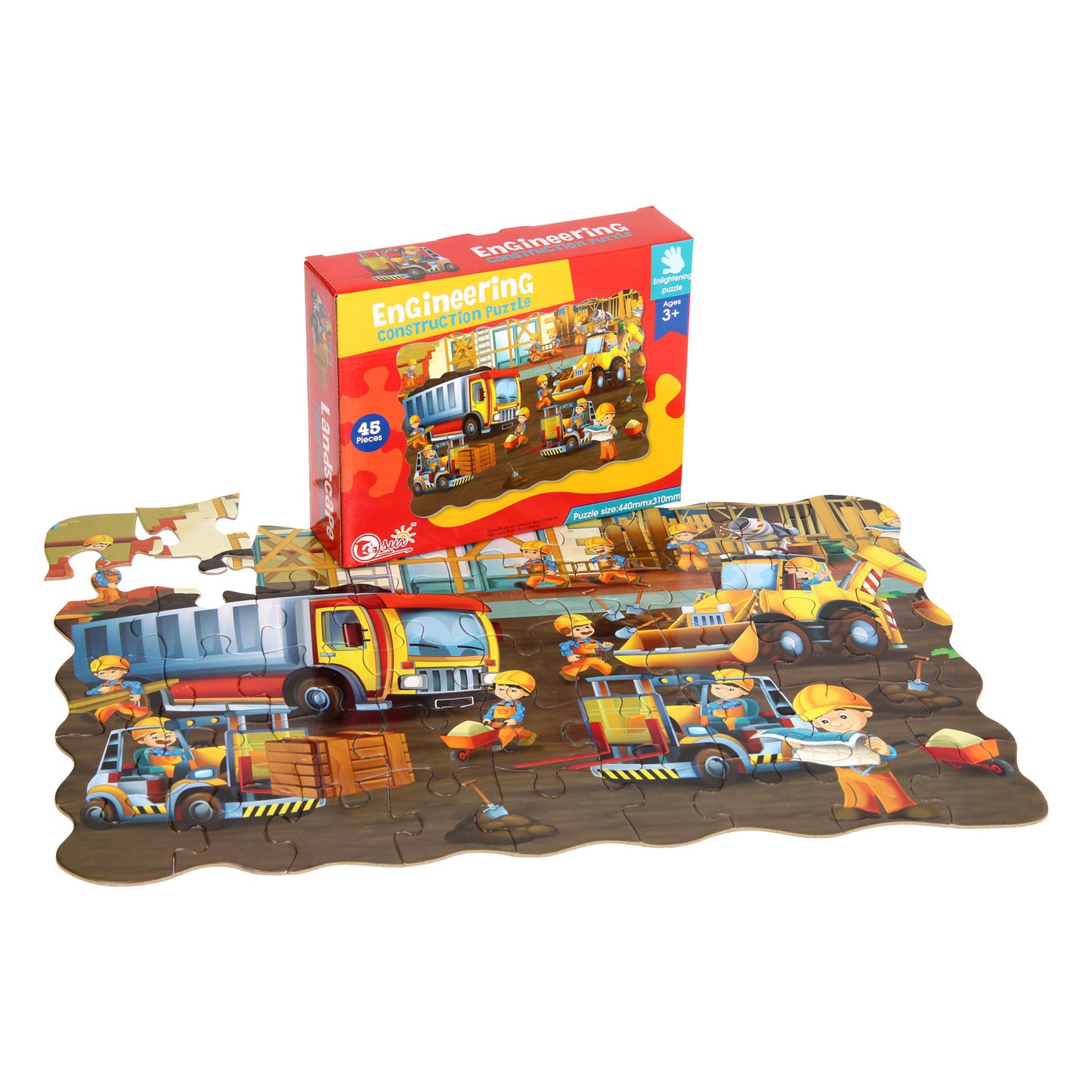 - Puzzle au sol sur la construction 45e.
