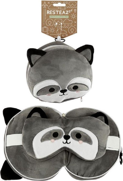 Raccoon relaxeazzz Pluche autour du coussin de voyage Masque de sommeil
