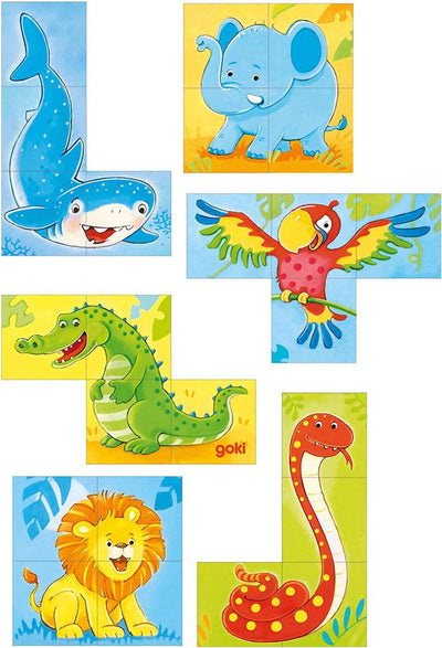 Goki Block Block Puzzle Animaux sauvages, 4e.