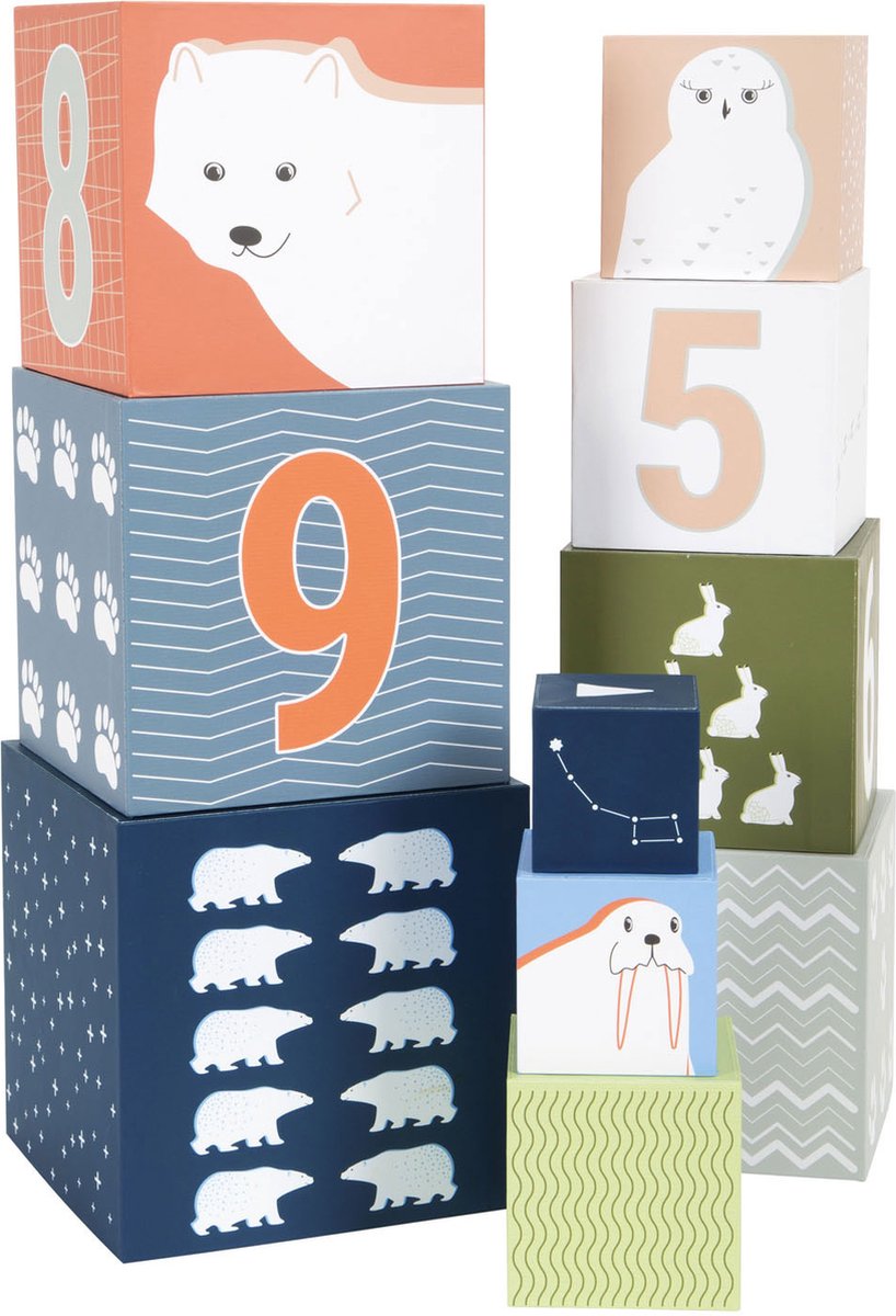 Small Foot Stacking Blocks Cardboard Arctic, 10dlg.