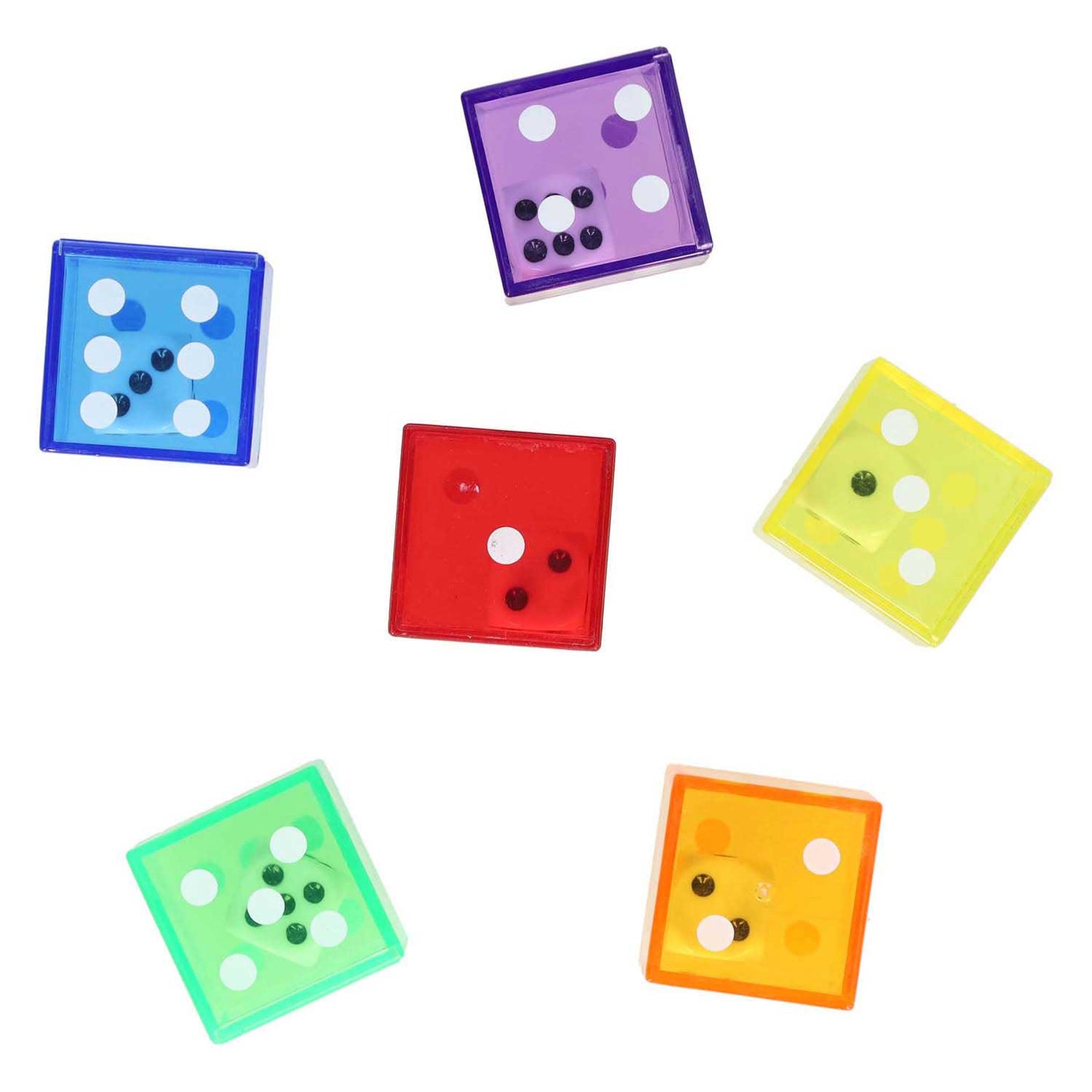 Dés doubles transparents 2en1 - 6pcs.