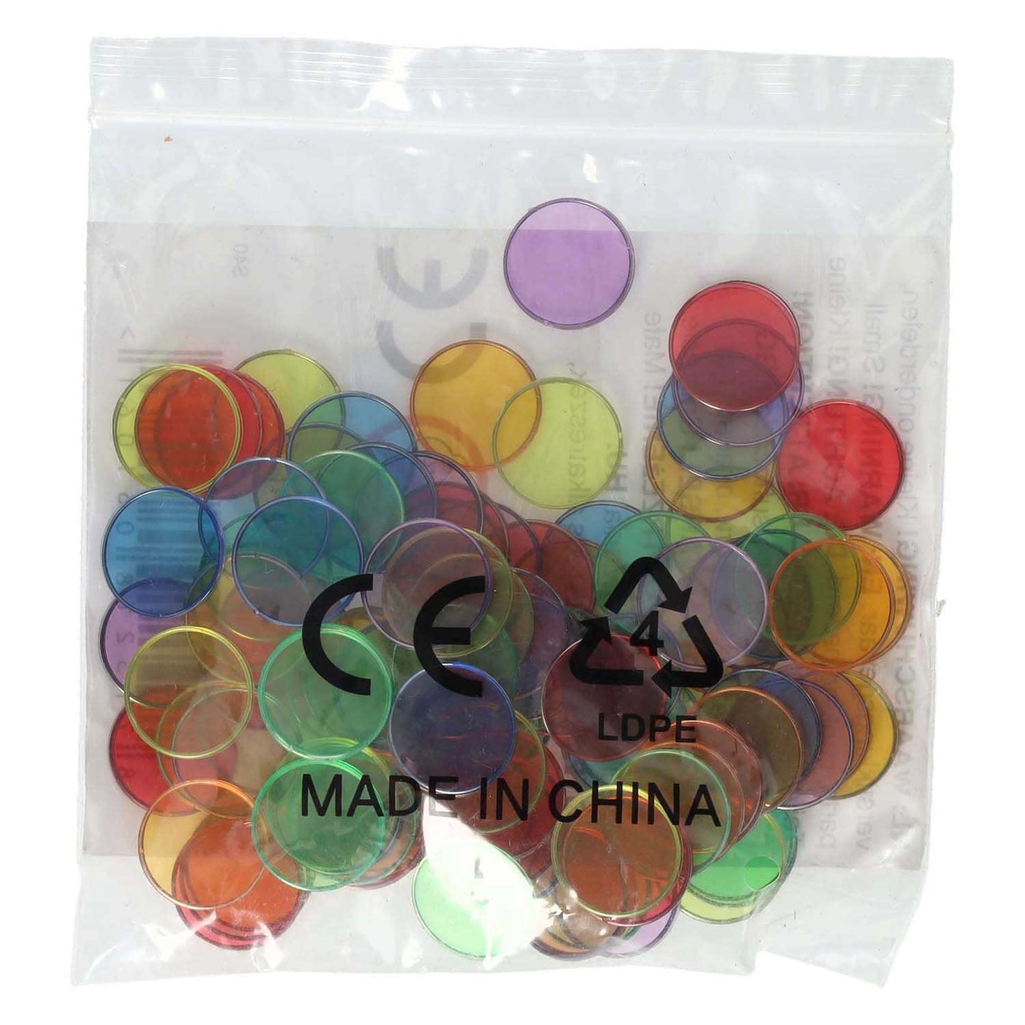 Jetons transparents colorés - 100pcs.