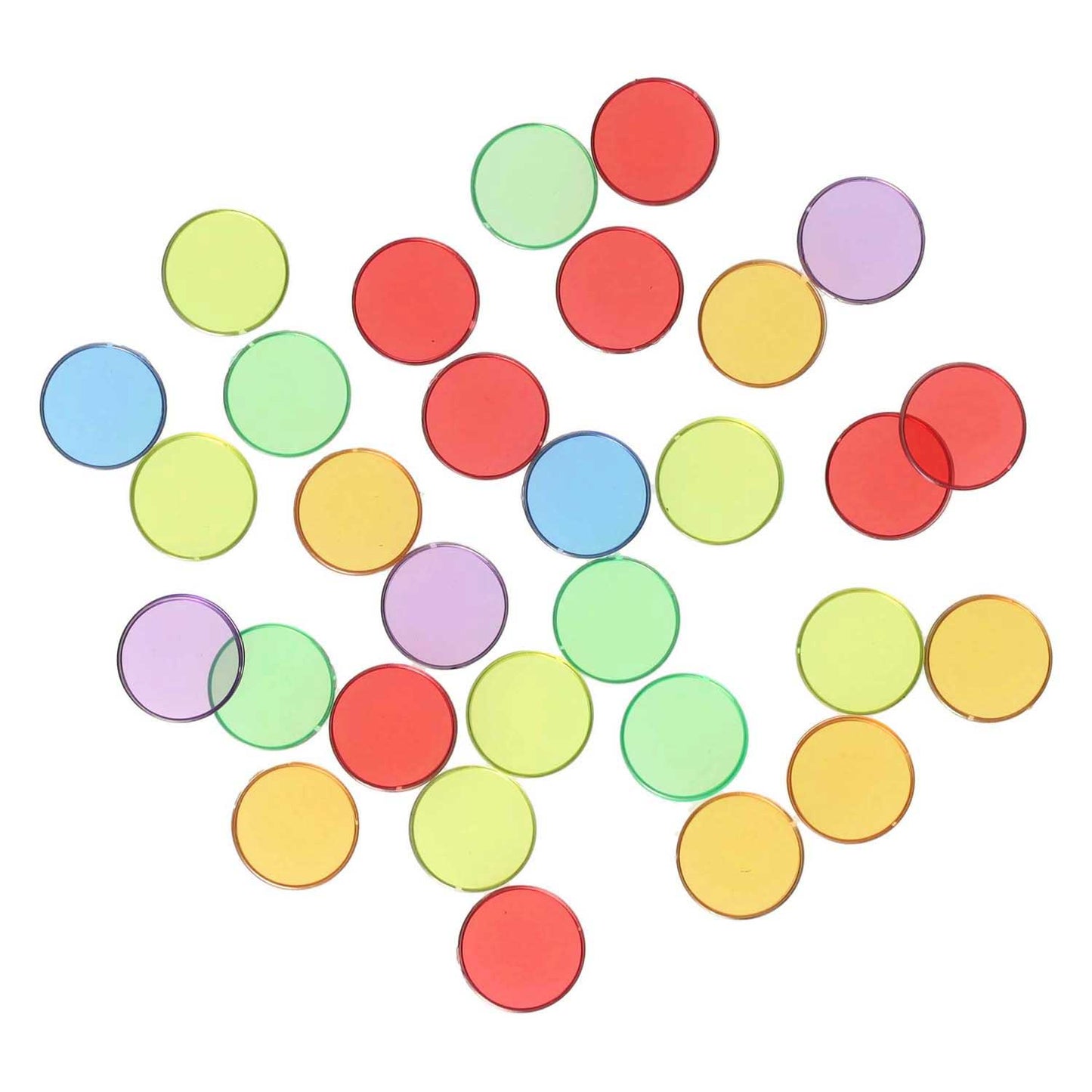 Jetons transparents colorés - 100pcs.